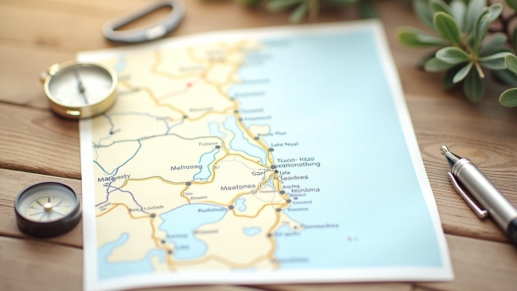 Kaart van Knokke-Heist zeedijk met wandelroutes aangegeven, Noord-Zee aan één kant